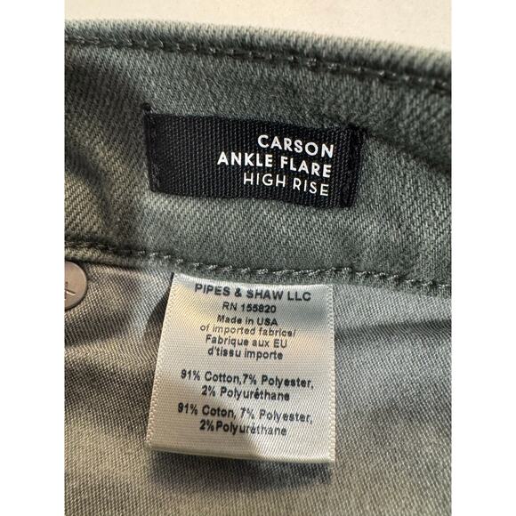 Veronica Beard Carson Ankle Flare Green High Rise Frayed Hem Jeans Size 25 - Picture 7 of 8
